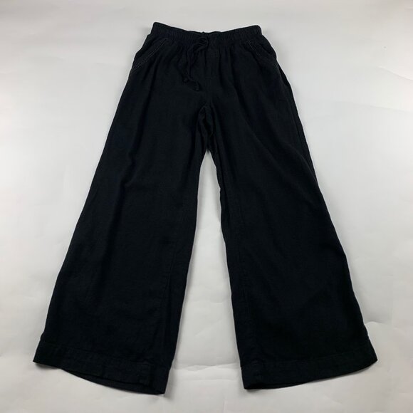 Briggs New York Pants - Briggs Black Linen Blend Wide Leg Pull On Lounge Pant M